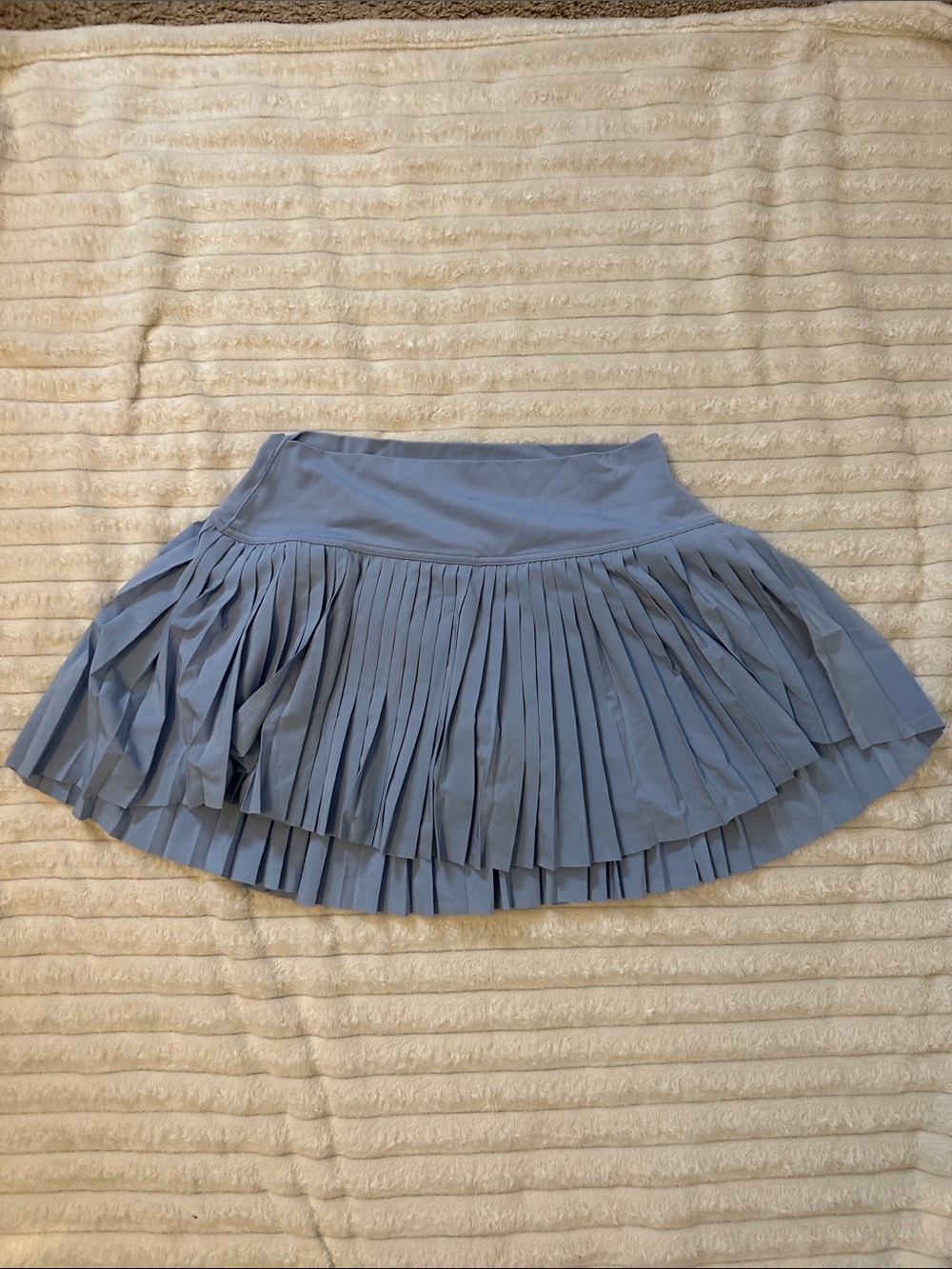 Light Blue Pleated Skater Skort with Wide Waistband